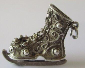 Large Silver Ice Skate Charm or Pendant