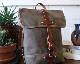 MiniPack in Walnut / Waxed Canvas Backpack