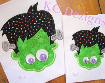 Frankenstein Boy Face Machine Applique Embroidery Design - 4x4, 5x7 & 6x8