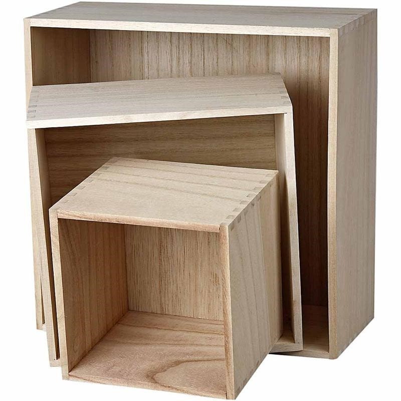 Large Square Wooden Wall Storage Box Craft Home Shop Display