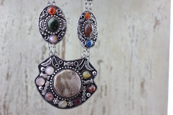 TRIBAL NECKLACE- Afghan jewellery- Statement Necklace- Healing Crystal- Long Necklace- Hippie Jewelry- Agate jewelry- Handmade- Bespoke