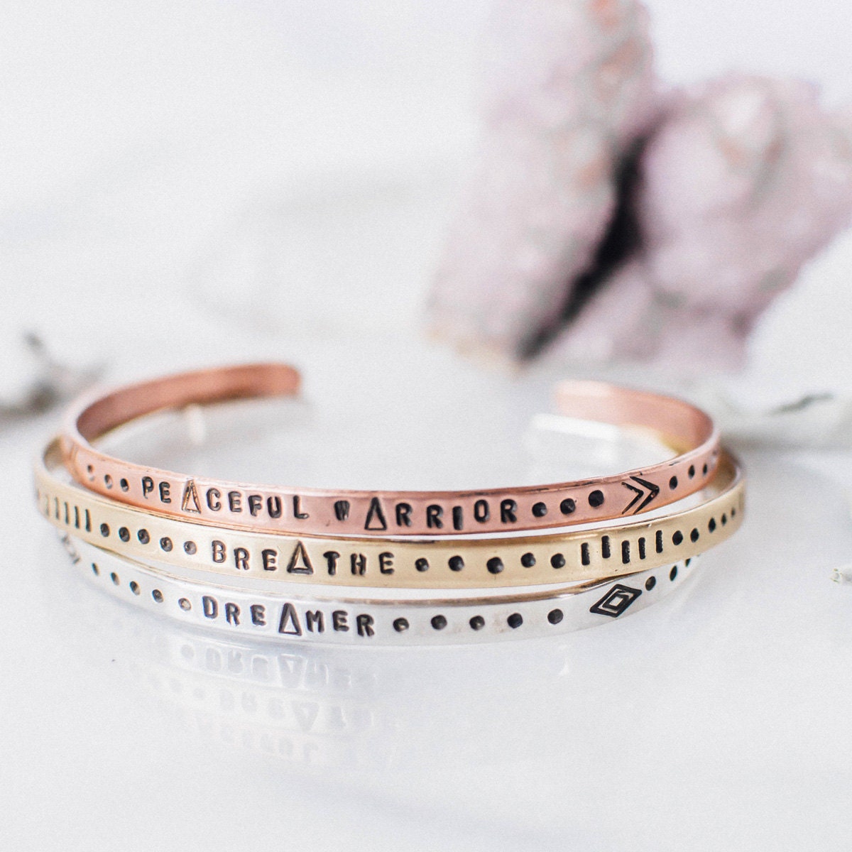 Inspirational stacking bracelets set. Inspirational bracelets.
