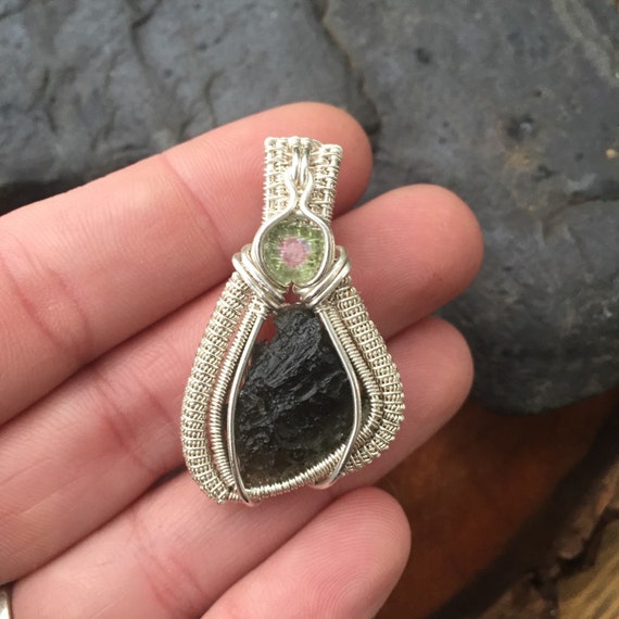 Moldavite Wire Wrap Wire Wrapped Pendant Heady Wire Wrap