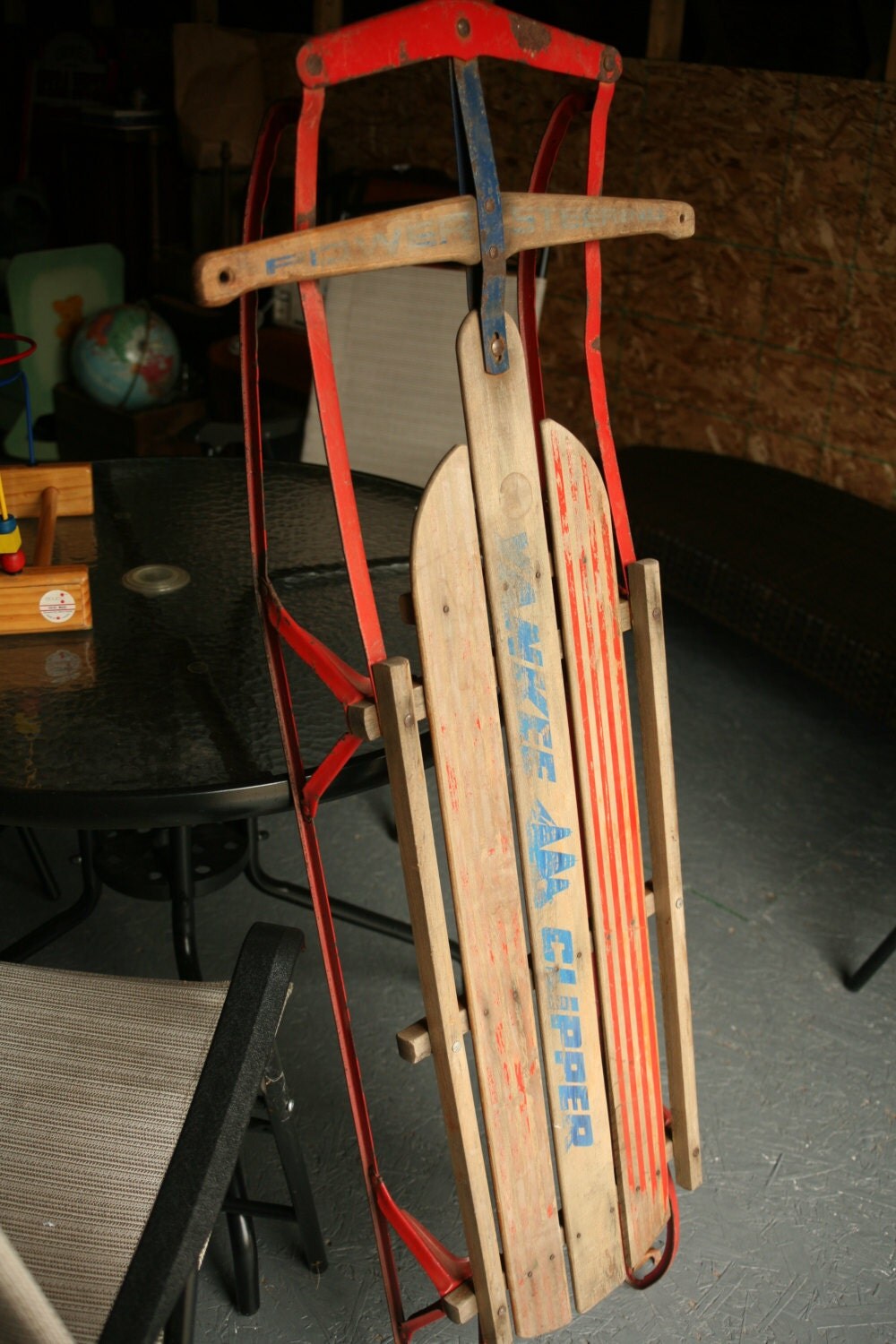 Vintage 1960s Snow Sled Christmas Decor Sled by