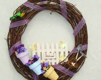 Welcome Spring Gardening Wreath - Handmade Home Decor