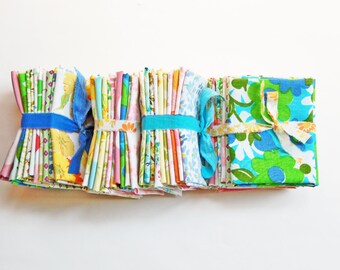 Fat Quarters Bundle, Vintage Sheet Fat Quarter Fabric Bundle, Precut Fabric, Quilting Fabric Bundles, Precut Quilt Kit, Vintage Sheet Supply