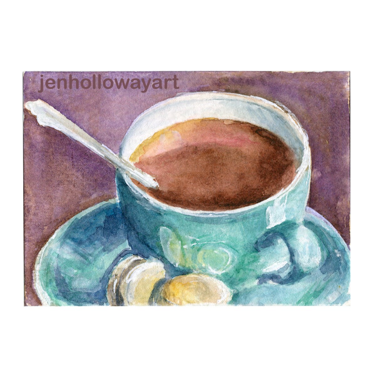 Watercolor Coffee Cup Coffee Cup Print Blue Cup of Coffee
