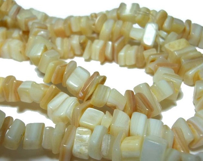 Mother of pearl necklace, necklace or supplies, small shell chip beads, natural MOP shell, 36 inch strand, chips range from small to medium