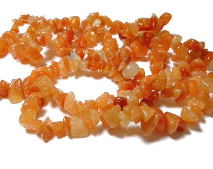 Red aventurine necklace, medium chip beads, natural gemstone, 34 inch strand, chips range from small to large, necklace or supplies