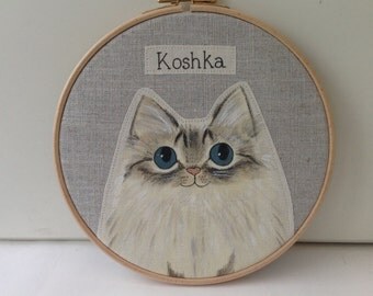 7" Personalised pet cat portrait - custom cat portrait- cat memorial - cat lover gift