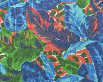 Vintage Tropical Fabric, Leaf Fabric, Hawaiian Fabric, Cotton Fabric by the Yard, Vintage Fabric Yardage - 1 Yard - CFL1789