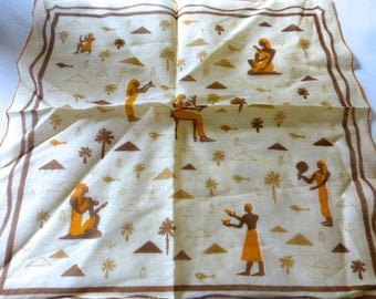Vintage Designer Egyptian Themed Faith Austin Kimball Cotton Hanky NWT