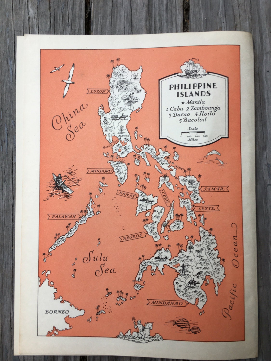Philippines Map Art / Vintage Map Print / Retro Map Artwork