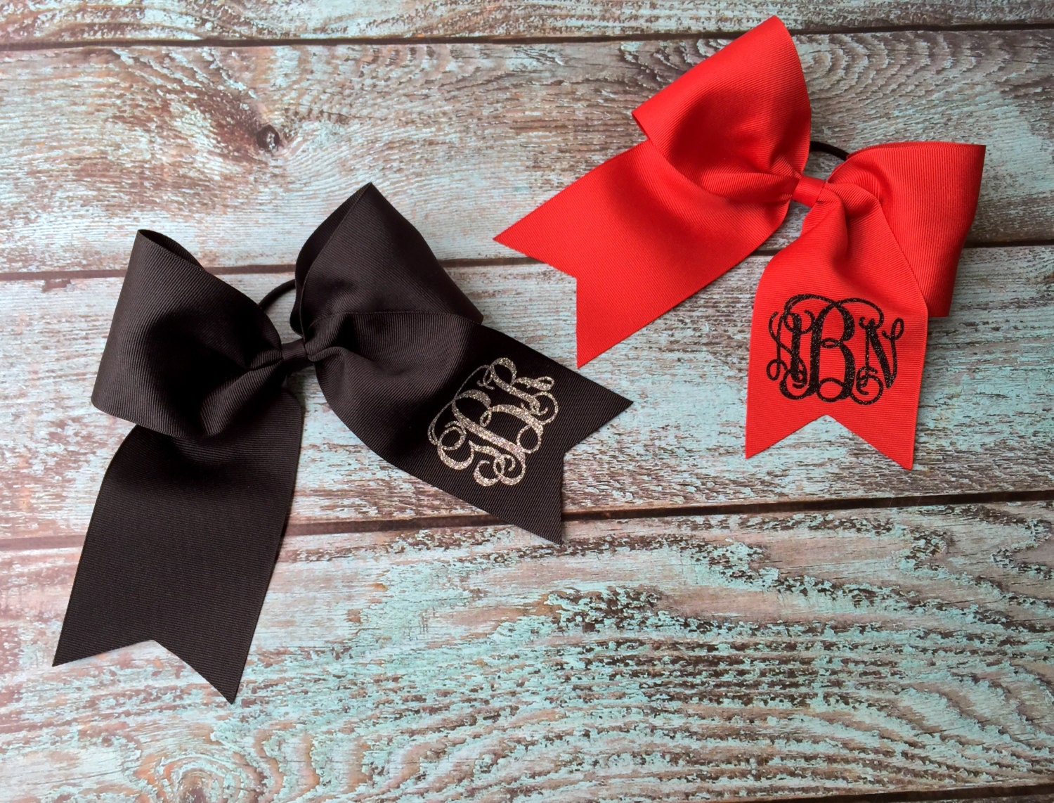 Hair bows Glitter Monogram Cheer Bow Monogrammed Hair Bow