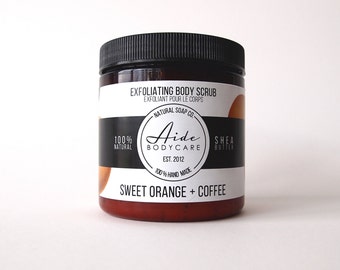 Sweet Orange & Coffee Scrub, Exfoliating Body Scrub, Sugar Scrub, All Natural Body Care, Exfoliate, Moisturize, Orange Scrub, Coffee Scrub