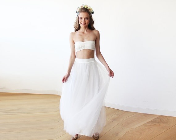 tulle maxi skirt ivory