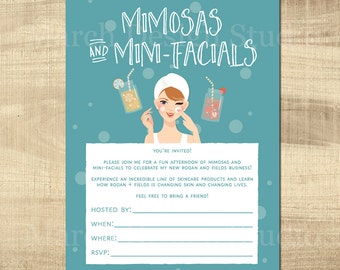 Rodan and Fields Invitation, Instant Digital Download, DIY Invitation, Business Launch, Mimosas and mini facials, mason jar, spa day
