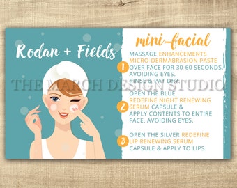 Rodan and Fields Mini Facial Cards, Instant Download, Rodan and Fields Facial Business card size