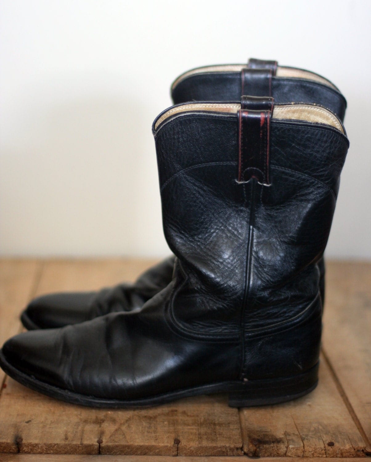 mens roper boots black