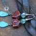 Rustic Romantic Artisan earrings n251 - Tribalis original . Turquoise stone . ceramic house . boho jewelry . bohemian jewelry . red house .