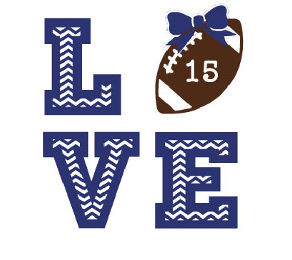 Football iron on/ Football Chevron LOVE Iron by LAlbrightDesigns