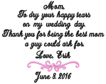 Mother of The Groom Gift - Handkerchief, Hankies, Hanky, Hankerchief - Dry Your Tears - BEST MOM a guy could ASK for - Mother of thge Groom