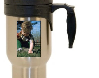 Photo Travel Mug: Personalized travel mug from photo or logo