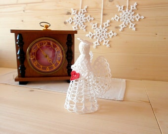 White crochet Christmas Angel Handmade Christmas tree topper Angel ornament figurine Wall Hanging decoration, Christmas decoration
