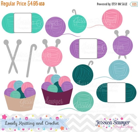 80% OFF - INSTANT DOWNLOAD, crochet and knitting clipart for commercial or personal use, logos, scrapbooking, and crafts Il_570xn