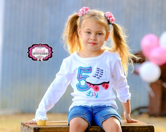 personalized roller skate birthday shirt, custom roller skate shirt, roller skating party tshirt, 5th birthday shirt girl, end of school