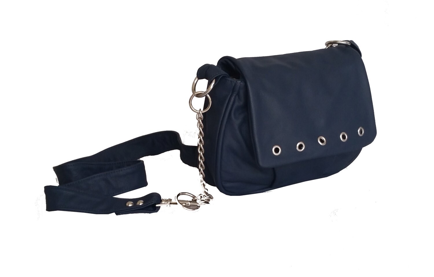 Navy Blue Leather Crossbody Bag Small womens purse
