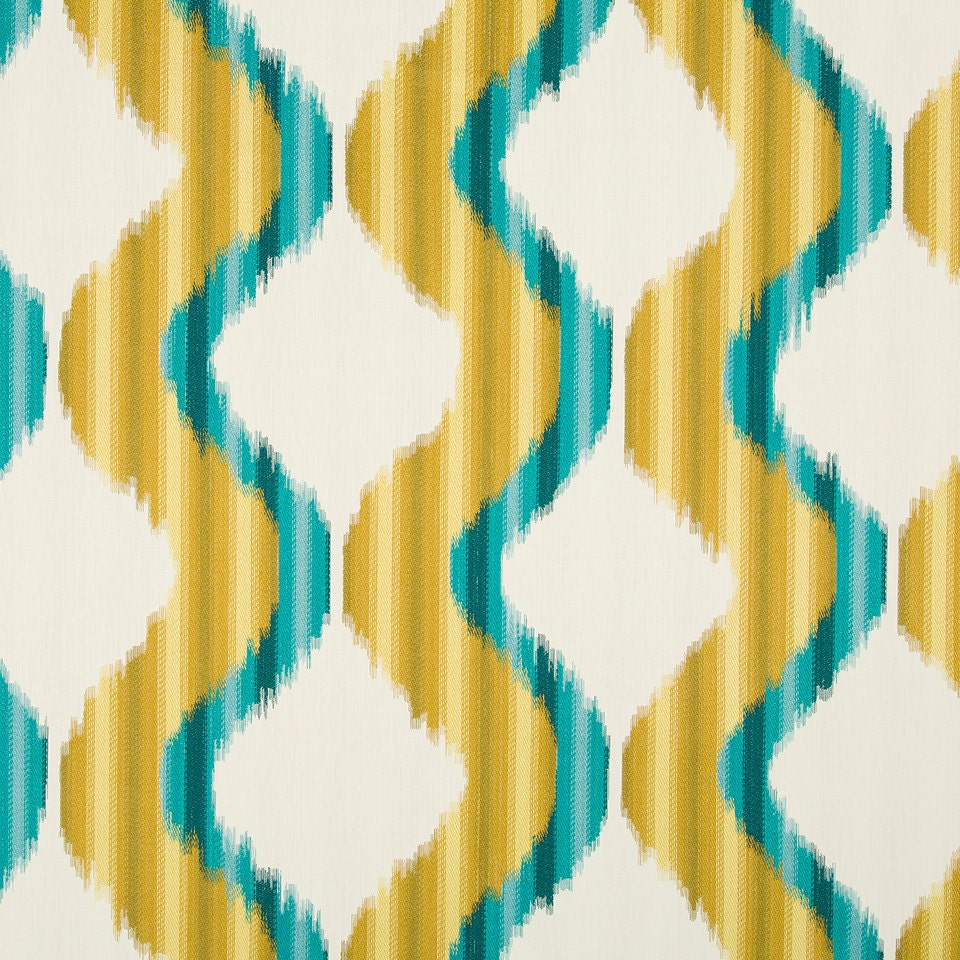 Teal Gold Upholstery Fabric by the Yard Large Scale Ogee