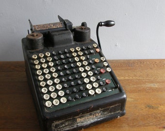 Amazing Burroughs Adding machine 1940s era, hand cranked ,Free uk postage
