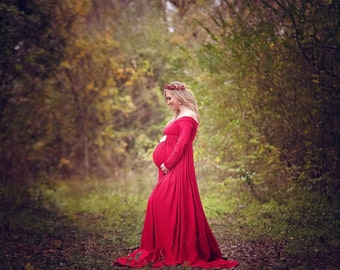 Belinda Maternity Dress,SPLIT Skirt,Long Sleeves, Maternity Photography Prop, Maternity Photography Prop
