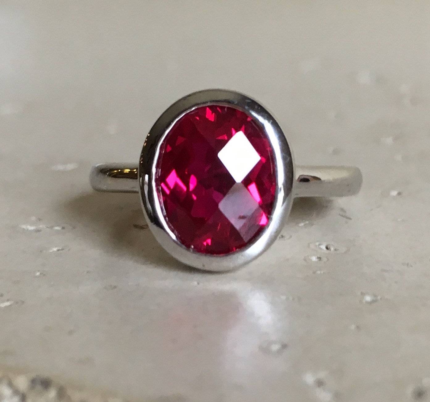 Lab Created Ruby Ring Oval Ruby Ruby Ring Gemstone Ring