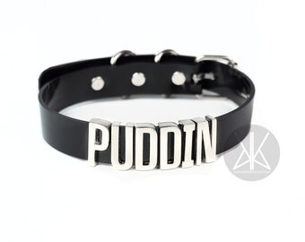 Harley Quinn PUDDIN Choker Replica | Cosplay | Suicide Squad Movie | Halloween Costume | HarleyQuinn | Comics | Small Letters - SILVER
