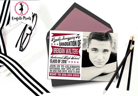 Graduation Announcement | Graduation Invitation | Senior Graduation | Graduation Party Invitation | Open House - ALL STAR Printable Il_570xn