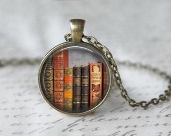 Library Book Necklace - Librarian Pendant - Gifts for Readers - Bibliophile Necklace - Reading Pendant - Literacy Jewelry (42)