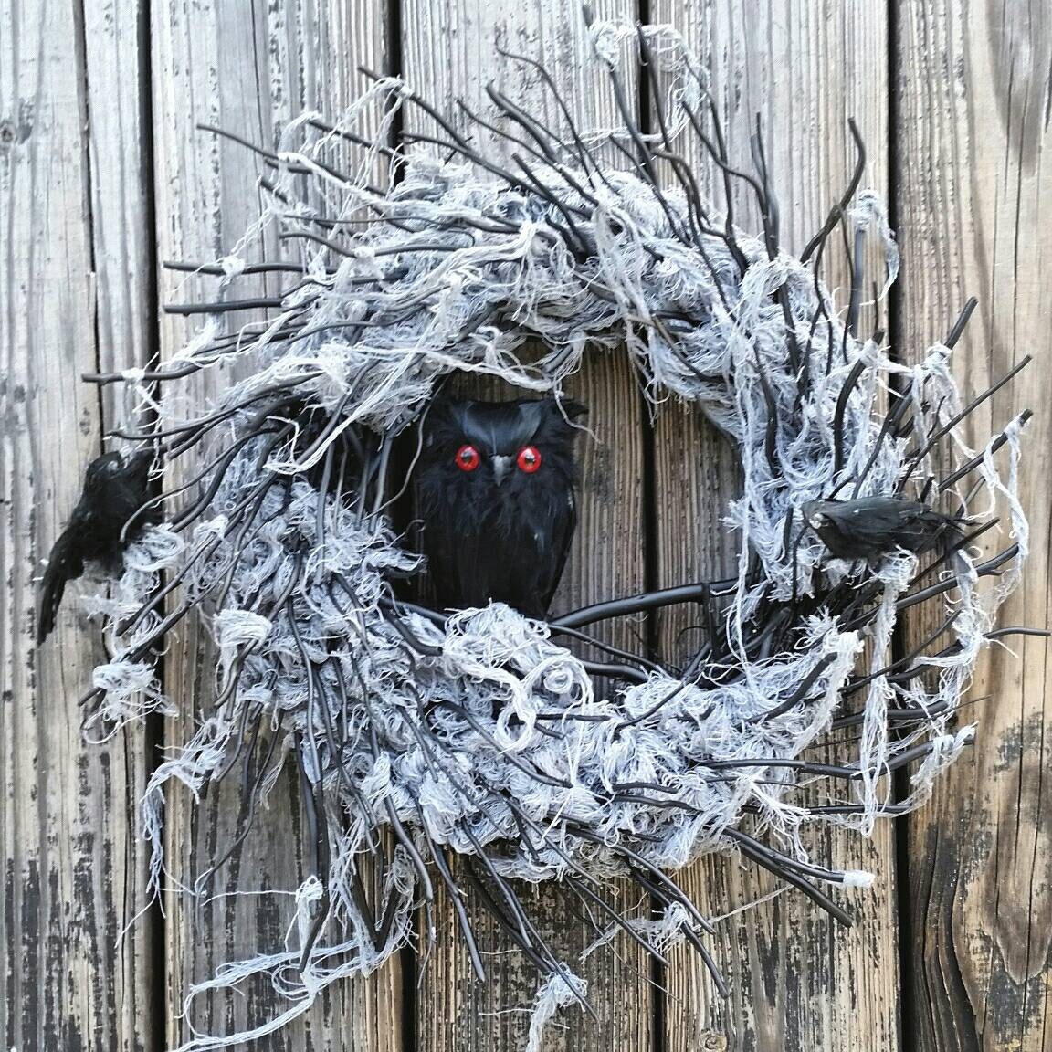 Halloween Wreath Gossamer Black Twig Wreath