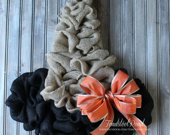 Stunning Witch Hat Burlap Wreath Halloween Decor Country Chic