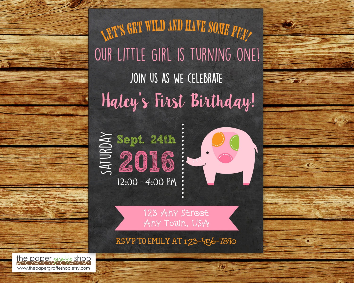 Elephant Invitation Elephant Birthday Invitation Elephant