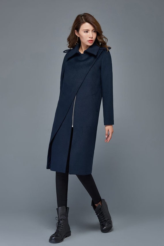 Womens Blue Wool Coat | Han Coats