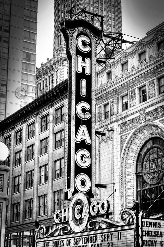 1077 Chicago Theater Black and White Chicago Fine Art