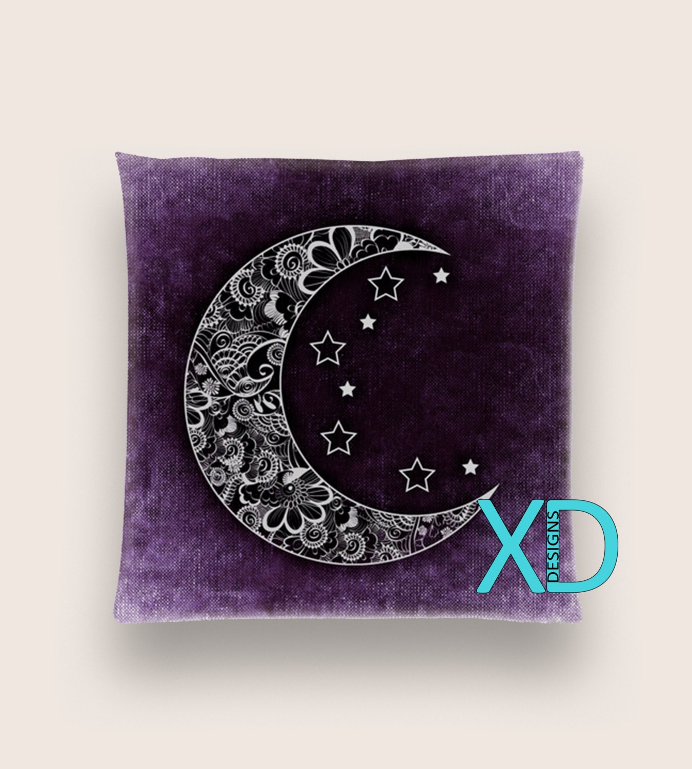 Purple Moon Pillow Star Pillow Cover Space Design Pillow
