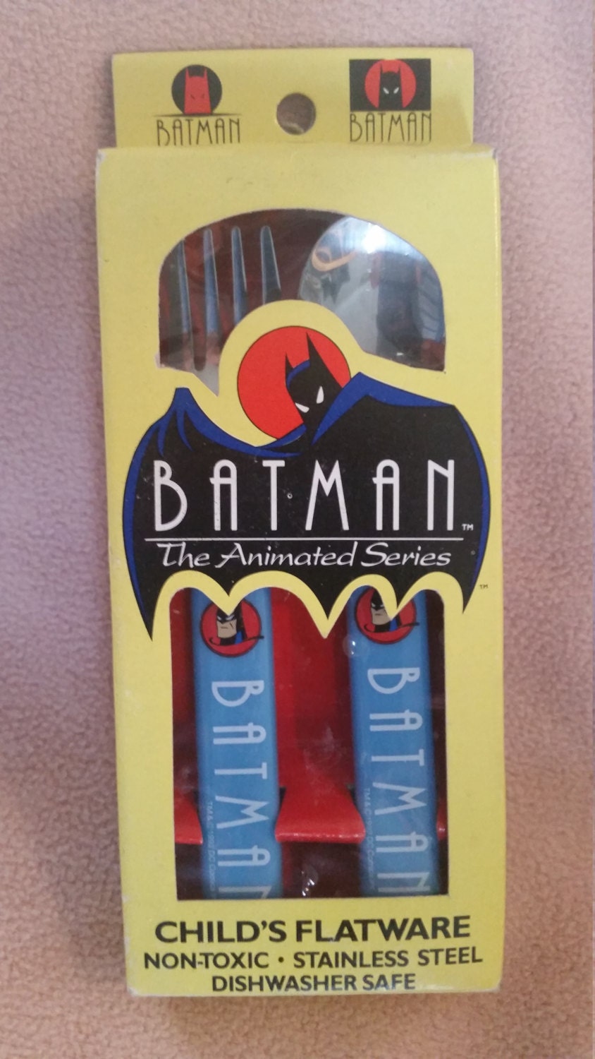 VINTAGE Batman The Animated Series Flatware Spoon Fork Cartoon