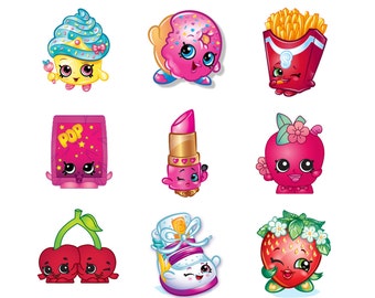 Shopkins cupcake toppers favor tags stickers digital download 2 inch images collage pdf instant printable