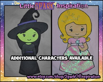 Cuties Collection Wizard of Oz - Glinda Good Witch Elphaba Wicked Witch Dorothoy Scarecrow Tinman Cowardly Lion T-Shirt Commission