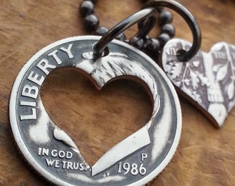1986 31st Birthday Dime Heart Necklace 31st Anniversary 31st Birthday Gift Coin Jewelry made from a 1986 Dime