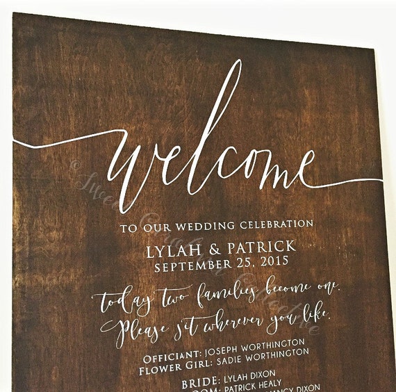 Wood Wedding Party Welcome Sign with Wedding by SweetNCCollective