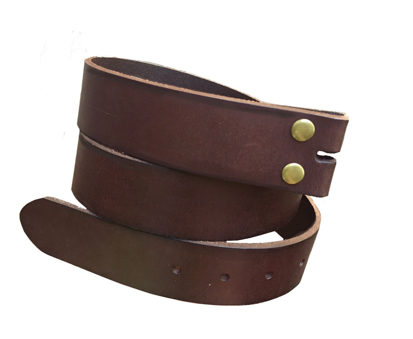 Vintage Style Brown Leather Snap Belt Strap by StaghoundBuckles